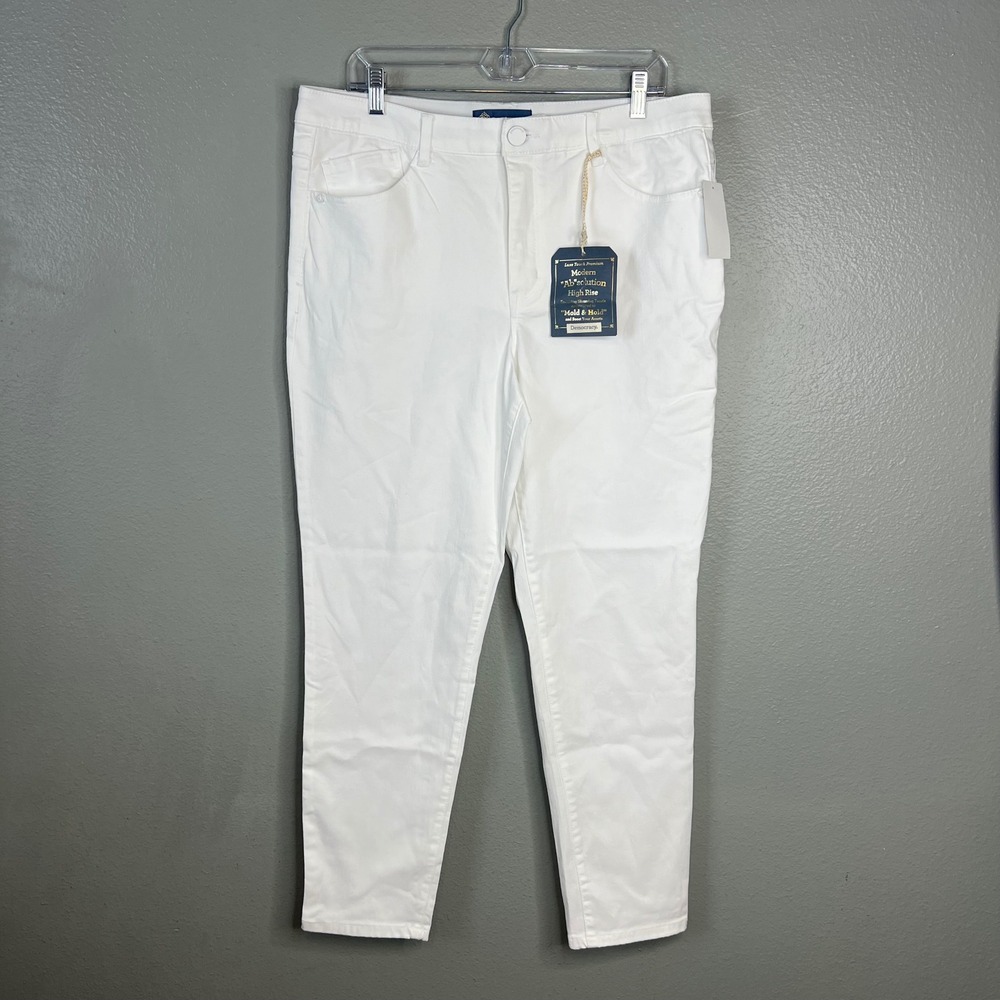 Democracy Modern Ab Solution Straight Leg Jeans Sz 16 White Slimming StretchNWT